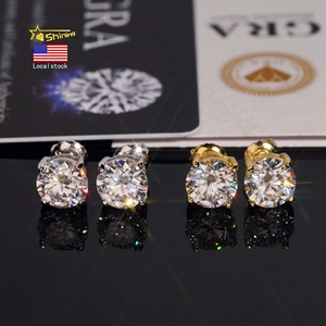 Almacén de EE. UU., envío rápido, clásico, plata 925, 7,5mm, pendientes redondos de moissanita, probador de diamantes, pendientes de rosca para mujer - Product Image 1