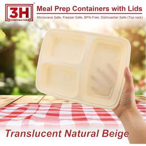 Recipientes para preparar comidas con 3 compartimentos [paquete de 150, 39 oz] con tapas, reutilizables, recipientes para llevar comida, aptos para microondas/lavavajillas/congelador - Product Image 6