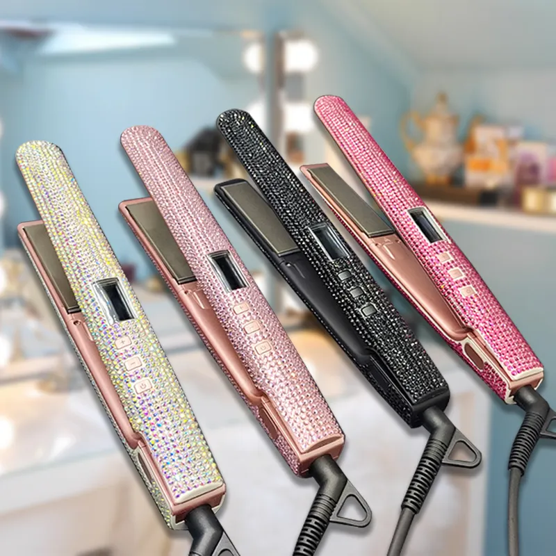 Hot Sale New Creative Diamond Custom Flat Iron Women Bling Hair Straightener