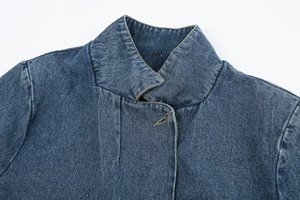 Set Women's 2026 new 2-piece suit casual fashion collar <strong>half</strong> sleeve denim <strong>jacket</strong>+retro women's high waist denim bell bottoms - Product Image 3