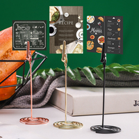 Accessoire de restaurant de supermarché Porte-cartes en papier A4 à longue queue et pince creuse Porte-cartes en métal pour fournitures de papeterie de bureau