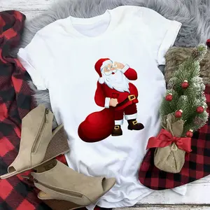 Moda feminina Natal impressão t-shirt personalizada personalizável t-shirt das mulheres