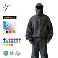 Benutzer definierte Y2K Vintage Jeans jacke American High Street Trend Spleißen Gothic Style Übergroße Kapuzen pullover mit Reiß verschluss Punk Ninja Hoodie