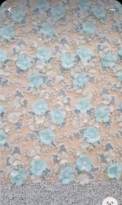 Tissu en dentelle perlée avec accents pailletés et broderie détaillée, parfait pour la décoration nuptiale et formelle de Lehenga - Product Image 2