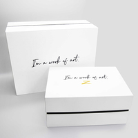 Emballage en carton rigide de luxe avec logo personnalisé, de haute qualité, couvercle amovible blanc, boîtes cadeaux en papier avec col