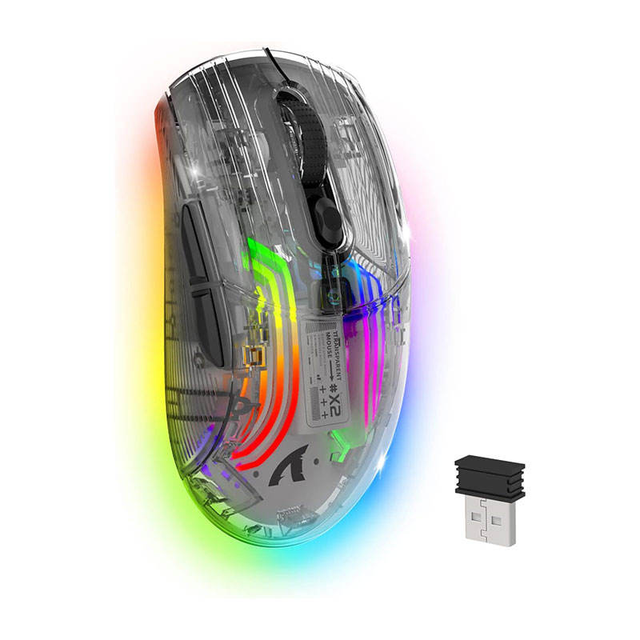 ATTACK SHARK X2 Mouse Transparent Tri-mode 2.4G/BT/Wired PAW3212 DPI2400 60IPS RGB Silent Click Mouse Office Ergonomics