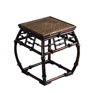 Tabouret de tambour en bambou de style Ming, carré, 33x31x41cm, table à thé durable, support pour bonsaï - Product Image 5