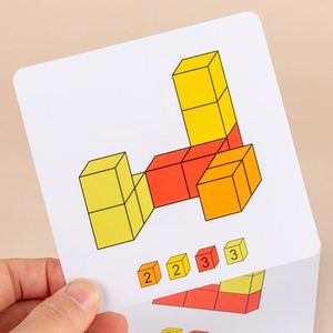 Cubes Counting Square Colorful Wooden <b>Building</b> <b>Blocks</b> Stacking Game - Product Image 4