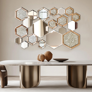 Miroir décoratif en cristal de diamant écrasé de luxe décor décoration murale ensembles de miroirs pour salon chambre et couloir miroir mural - Product Image 2