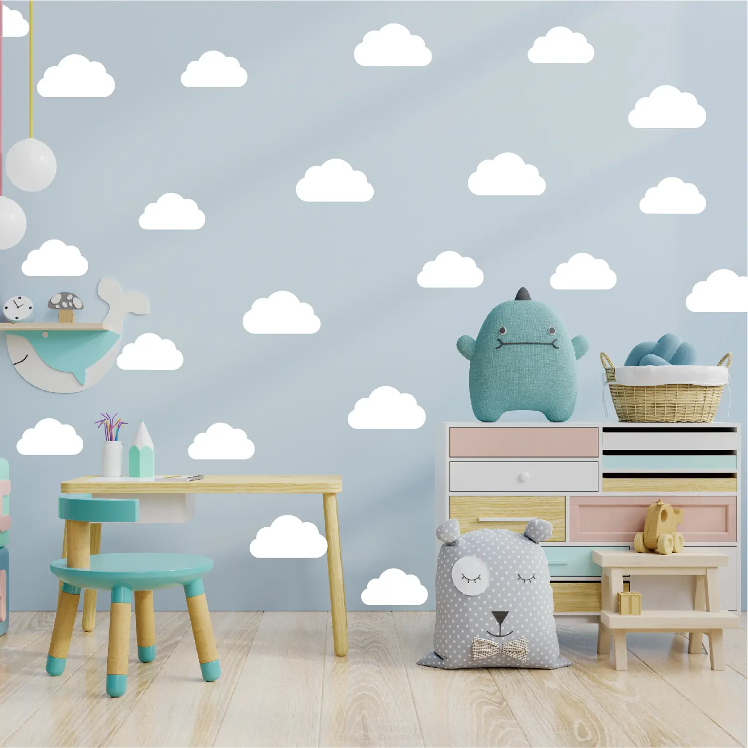 White Clouds Removable Vinyl Wall sticker Decals DIY Wall Sticker Art Wallpaper Stickers for Nursery bedroom kids Living Room