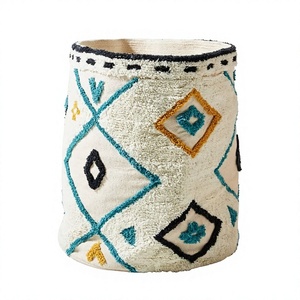 Directo de fábrica ITHL estilo bohemio diseñador tejido cesta de almacenamiento niños plegable algodón tejido plano técnica lavandería bolsas cestas - Product Image 1