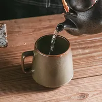 Tasse en céramique rétro créative japonaise de 350 ml, tasse à thé de bureau, tasse à café, tasse à lait pour le petit-déjeuner, tasse à eau pour la cuisine domestique