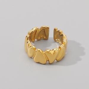 Bague coeur Ins bague d'ouverture coeur en acier inoxydable irrégulière bijoux femme fille bague en acier inoxydable - Product Image 5