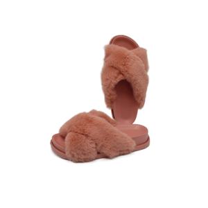 Della signora di inverno della pelliccia del faux croce superiore scivolo sandalo con il supporto all'arco plantare e tacco anatomico coppettazione suola personalizzato caldo pantofole a casa - Product Image 5