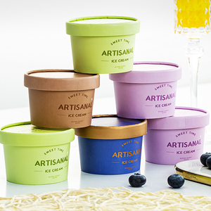 Cundao <span class=keywords><strong>Logo</strong></span> In 2/3/4/5/6/8/9/10/12/16/18/20/32Oz Đầy Màu Sắc Dùng Một Lần Sữa Chua Bát Giấy <span class=keywords><strong>Ice</strong></span> <span class=keywords><strong>Cream</strong></span> Cup Với Nắp Đậy - Product Image 2