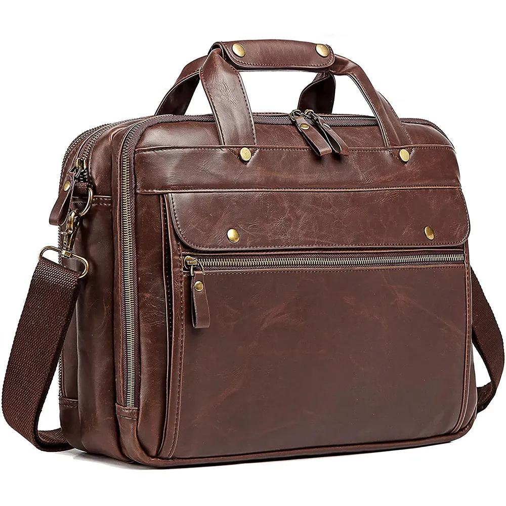 Office Custom Waterproof Briefcase Travel Men Messenger Business Leather Laptop Bag