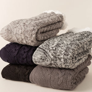 2025 hiver best-seller hommes semelle antidérapante Sherpa chaussettes confortables tricot pantoufle thermique peluche coton doublure équipage chaussettes pour intérieur - Product Image 5