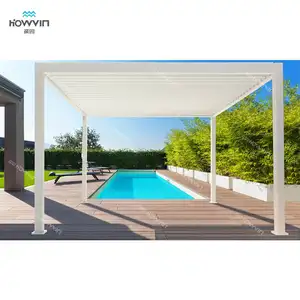 Howvin latest design hand-craft louver design aluminum patio louver roof for swimming pool pergola