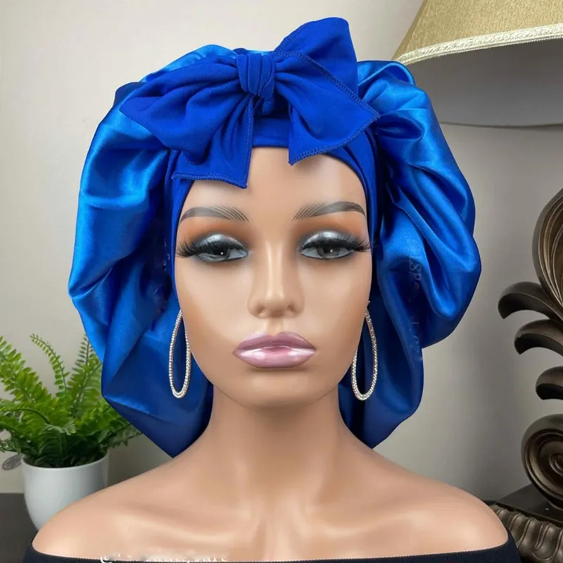 Neuankömmling Frauen Braid Hair Wraps Zubehör Satin Silk Designer Haar Stirnbänder und Hauben mit benutzer definierten Logo Kopf haube
