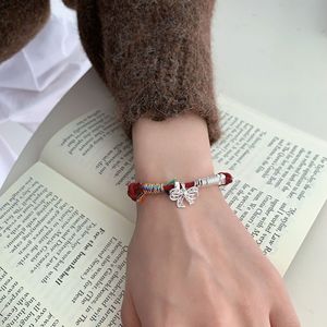 S925 Sterling Silver Bow Knot <b>Red</b> Rope <b>Bracelet</b> For Women Everyday Wear Jewelry - Product Image 5