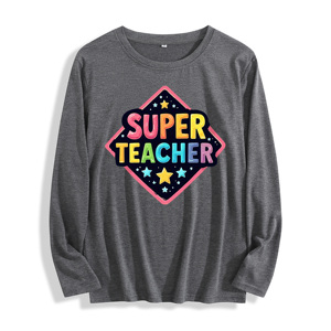 Tessuto morbido "Super maestra arcobaleno tipografia grafica" maglietta a manica lunga Multi colori - Product Image 2