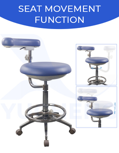 Tabouret dentaire ergonomique réglable pour infirmière avec accoudoir rotatif à 360 degrés et repose-pieds, en cuir PU pour clinique - Product Image 5