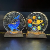 Lampe de chevet LED USB en cristal gravée au laser 3D, thème planètes colorées, pour la décoration de chambre d'enfant, cadeau en gros