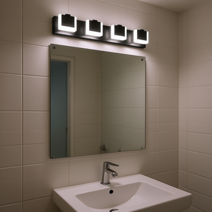 Modern 4-<b>Light</b> LED Bathroom <b>Vanity</b> <b>Light</b> Black Wall Mounted <b>Mirror</b> Lamp 6000K Cold White <b>Up</b> Down Lighting - Product Image 2