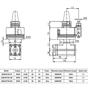Nouvelle tête rotative fixe DRAKE à angle de 90° AG90-BT30 pour tour mécanique, matériau 20CrMnTi/40Cr - Product Image 3