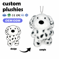 Porte-clés en peluche OEM anti-stress motif Dalmatien personnalisé avec queue rotative, vente en gros