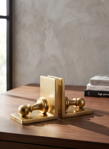 Gold Finish Decorative Bookend Pair <b>Desk</b> <b>Shelf</b> Bookends Elegant Metal Book Holder for Home Office Library Decor Display - Product Image 4