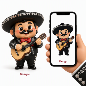 Figurine 3D de <span class=keywords><strong>musicien</strong></span> mariachi <span class=keywords><strong>mexicain</strong></span> Chibi, jouet en vinyle PVC de collection, statue, sombrero, guitare, décoration de bureau, cadeau, OEM personnalisé, vente en gros - Product Image 1