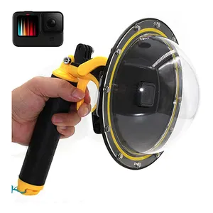 Ap02 — dôme pour caméra de plongée noire, 6 pouces, Compatible avec GoPro Hero9, avec boîtier étanche, poignée à main flottante