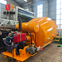 Malaxeur à béton remorquable diesel 6m³ avec double tambour et lames spirales, pression d'air et eau