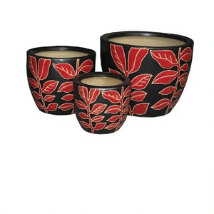 Juego de Macetas de Cerámica con Diseño Floral, Macetas Esmaltadas de Estilo Oriental Tradicional para Decoración del Hogar - Product Image 4