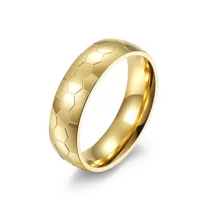 แหวนรูปดาวนักฟุตบอลชายหญิง,แหวนทรงสปอร์ตเกลี้ยงทำจากเหล็กไทเทเนียมสวยงามเท่