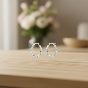 E4132 Pendientes de aro de oro blanco, joyería clásica de moda unisex - Product Image 2