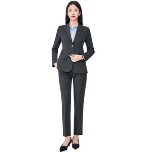 Women's Suit Set Polyester <b>Wool</b> Blend Full Sleeve Anti-Wrinkle Office Lady Autumn Formal Wear Professional Business Outfit - Product Image 2