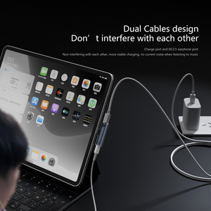 Convertitore Audio USB a Aux, Adattatore per Ricarica e Uscita Cuffie 2 <span class=keywords><strong>in</strong></span> 1, Splitter Tipo <span class=keywords><strong>C</strong></span> con Jack per Cuffie da 3,5mm - Product Image 2