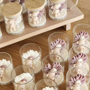 Velas Aromáticas Personalizadas con Diseño de Oso Rosa y Flores, Recuerdo para Bautizo, Regalos de Cumpleaños - Product Image 5