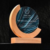 Trophée en bois massif en cristal croissant rond créatif sur mesure médaille en bois lettrage entreprise prix anniversaire