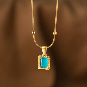 Kalung Batu Permata Wanita DAIHE <span class=keywords><strong>2026</strong></span> Anti Air Rantai Ular Baja Tahan Karat 316l Lapis Emas 18k Pvd - Product Image 4