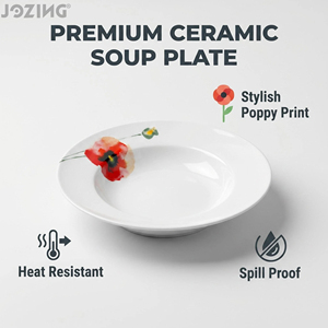 9inch Wholesale Eco-Friendly Floral Porcelain Deep <strong>Plate</strong> <strong>Ceramic</strong> Soup Bowl Rimmed Pasta <strong>Plate</strong> for Camping Use Restaurant Home - Product Image 3