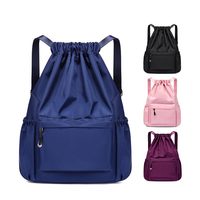 Sac à dos pliable en polyester personnalisé, imperméable, avec cordon de serrage, pour le sport, la gym, les activités de plein air, décontracté, tendance, écologique, grande capacité