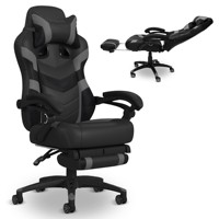 Chaise de jeu de style course avec repose-pieds, inclinaison réglable de 90 à 180 °, pivotant à dossier haut, coussin de tête idéal pour PC / Xbox / PS5
