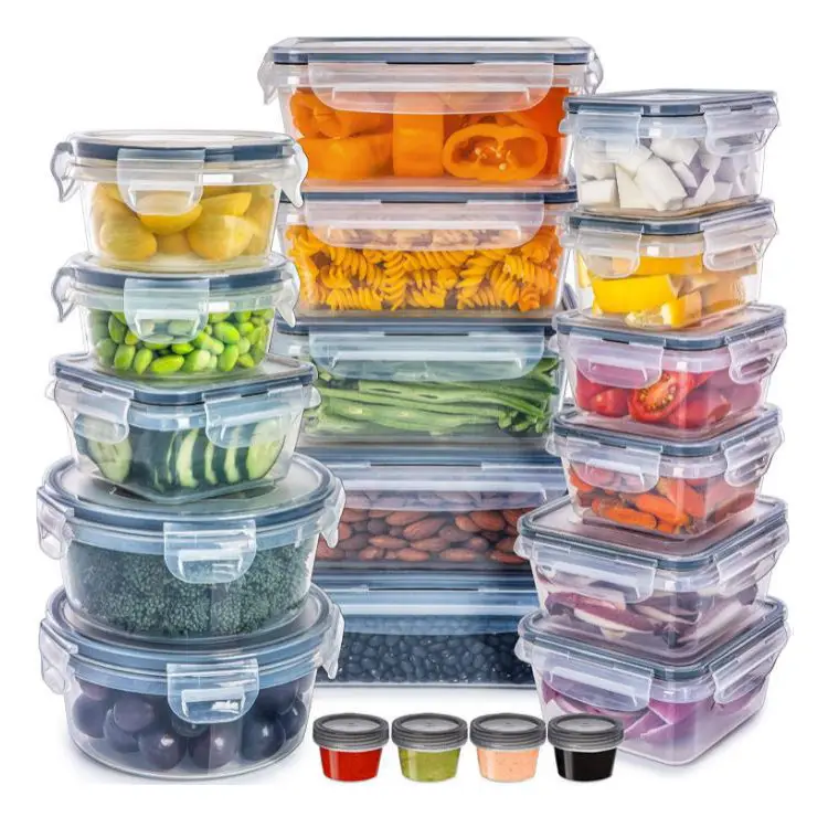 24 Pcs BPA Free Clear Plastic Kitchen and Pantry Organization Meal Prep Lunch Airtight Lids Food Storage Container Set