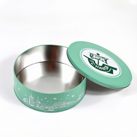 Boîtes en fer blanc rondes roses pour biscuits, emballages personnalisés imprimés pour chocolats, dattes, baklava, gâteaux et biscuits