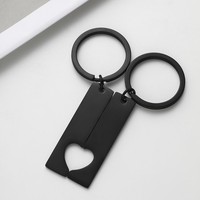 Ywyougang – Ensemble de porte-clés vintage en acier inoxydable pour couple, gravable sur mesure, avec barre verticale et trou en forme de cœur, assortis pour amoureux