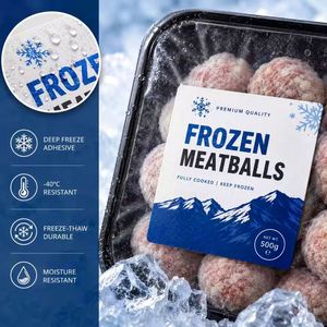 Arctic Pure Eco-Friendly Heat-Resistant Waterproof Rectangular PET Self-Adhesive Frozen Beef Steak Label Roll <b>for</b> Meat Packaging - Product Image 3