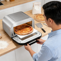 Oven Pizza Listrik Storman 1800W Konveksi Baja Tahan Karat Italia Kapasitas 15L Desain Modern untuk Hotel dan Rumah Tangga
